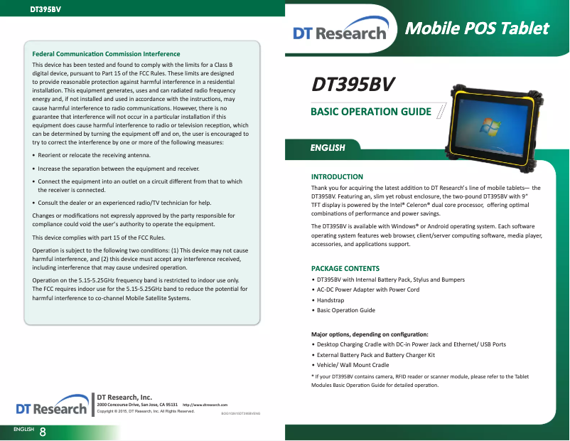 Page n°1 - Manuel utilisateur DT Research DT395BV