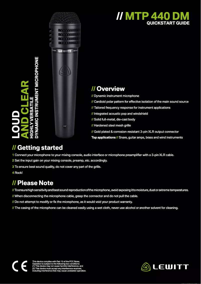 Page 1 de la notice Mode d'emploi Lewitt MTP 440 DM