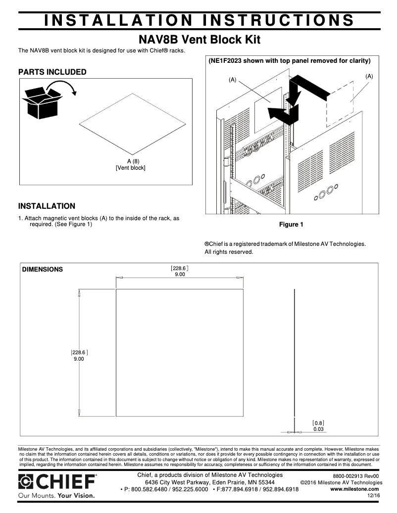 Page 1 de la notice Manuel utilisateur Chief NAV8B