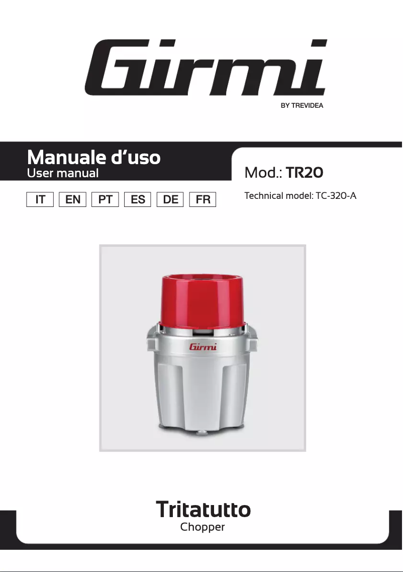 Page 1 de la notice Manuel utilisateur Girmi TR20