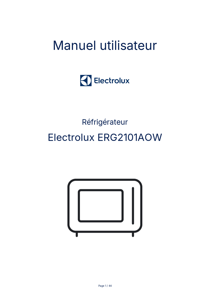 Page n°1 - Manuel utilisateur Electrolux ERG2101AOW