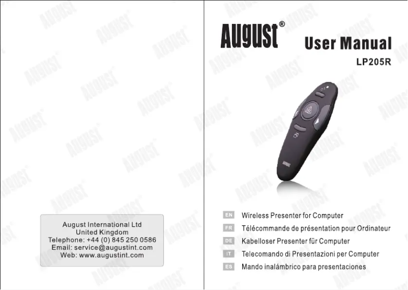 Page n°1 - Manuel utilisateur August LP205R