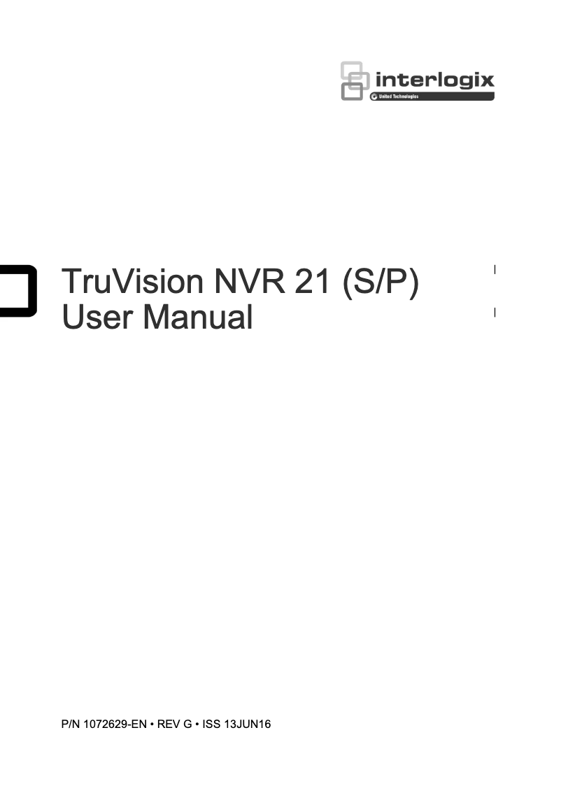 Page n°1 - Manuel utilisateur Interlogix TruVision TVN-2116P