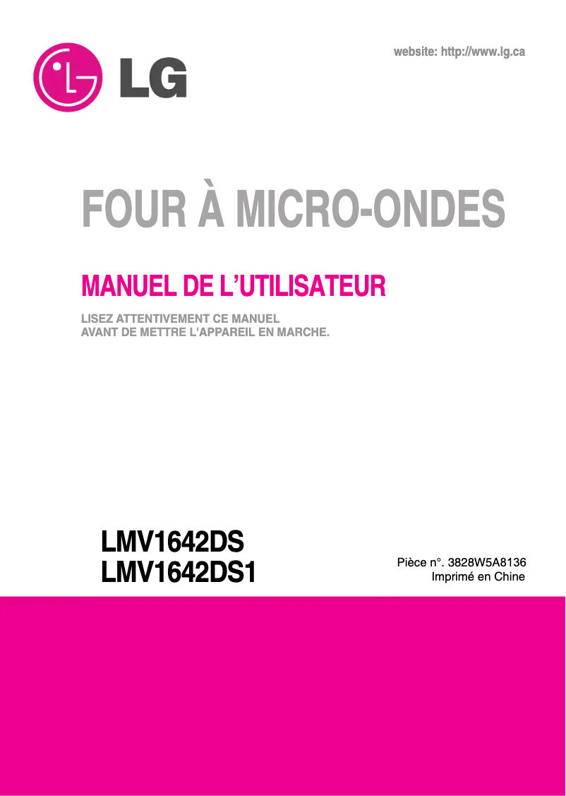 Page 1 of the manual User Manual LG LMV1642DS1