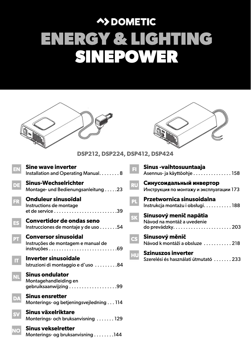 Image de la première page du manuel de l'appareil SinePower DSP 212