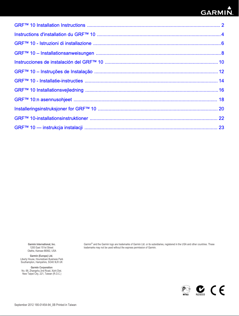 Image de la première page du manuel de l'appareil GRF 10