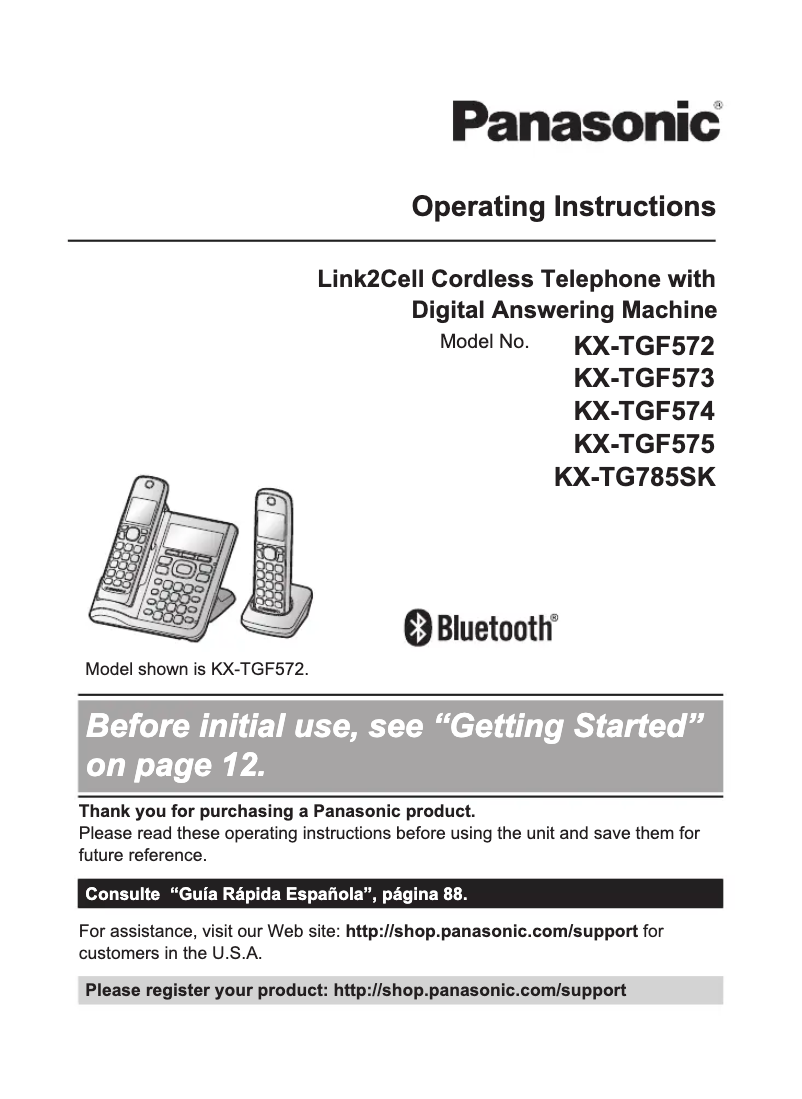 Image de la première page du manuel de l'appareil KX-TGF574S