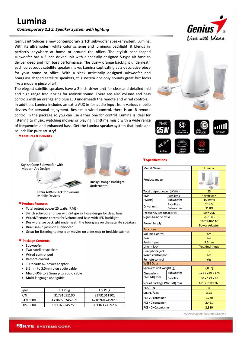 Image de la première page du manuel de l'appareil Lumina