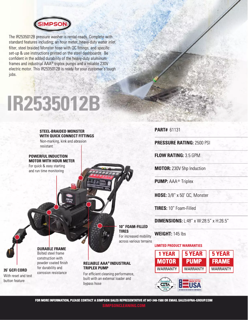 Page 1 de la notice Fiche technique Simpson IR2535012B