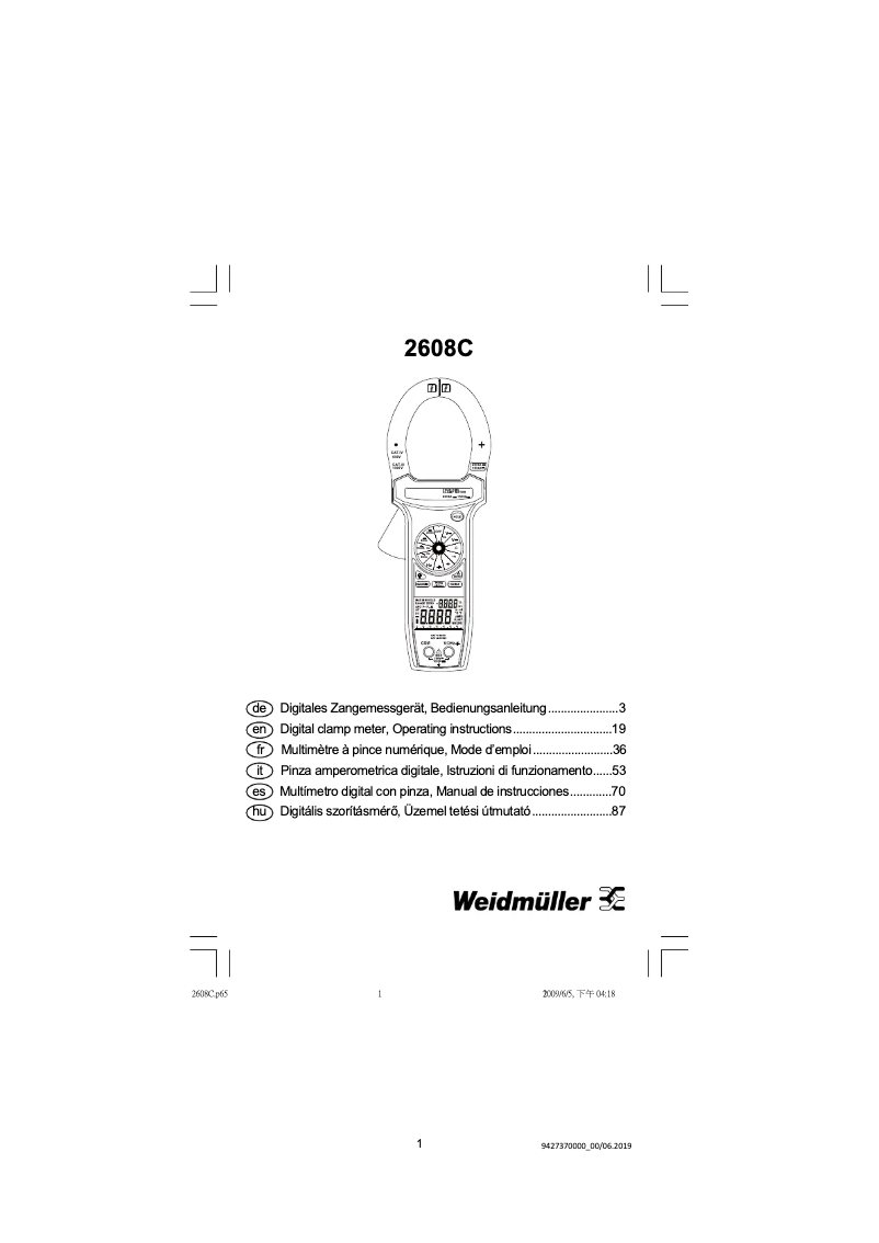 Page n°1 - Manuel utilisateur Weidmüller 2608C