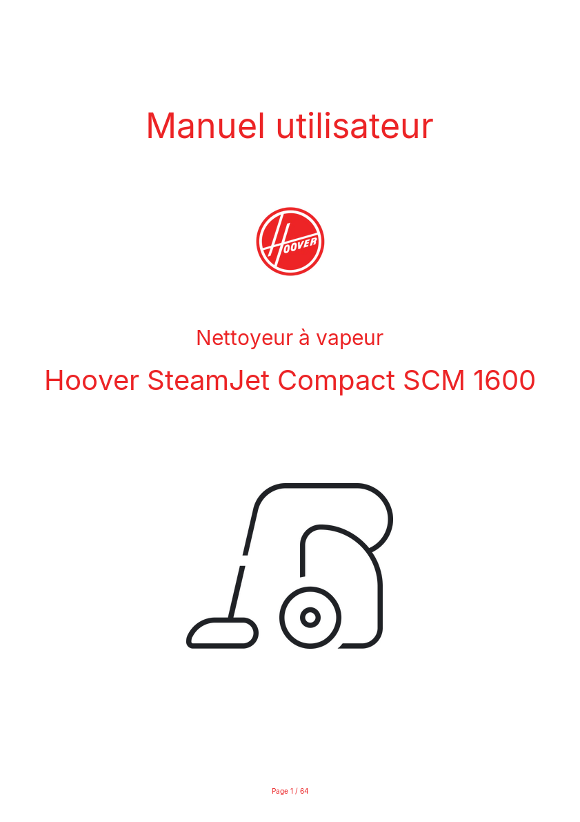Image de la première page du manuel de l'appareil SteamJet Compact SCM 1600