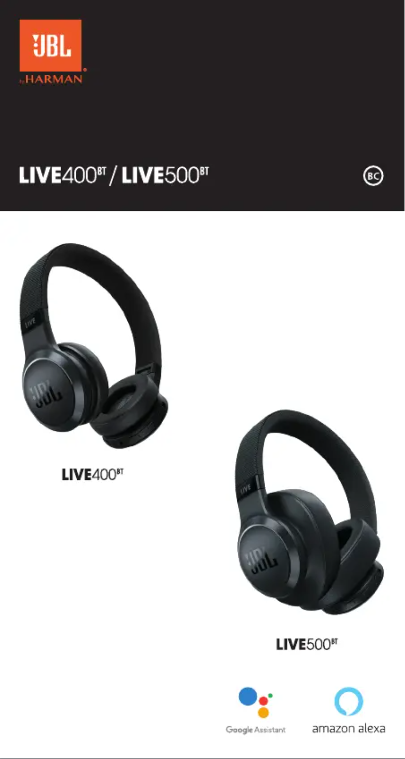 Page 1 de la notice Manuel utilisateur JBL LIVE 500BT