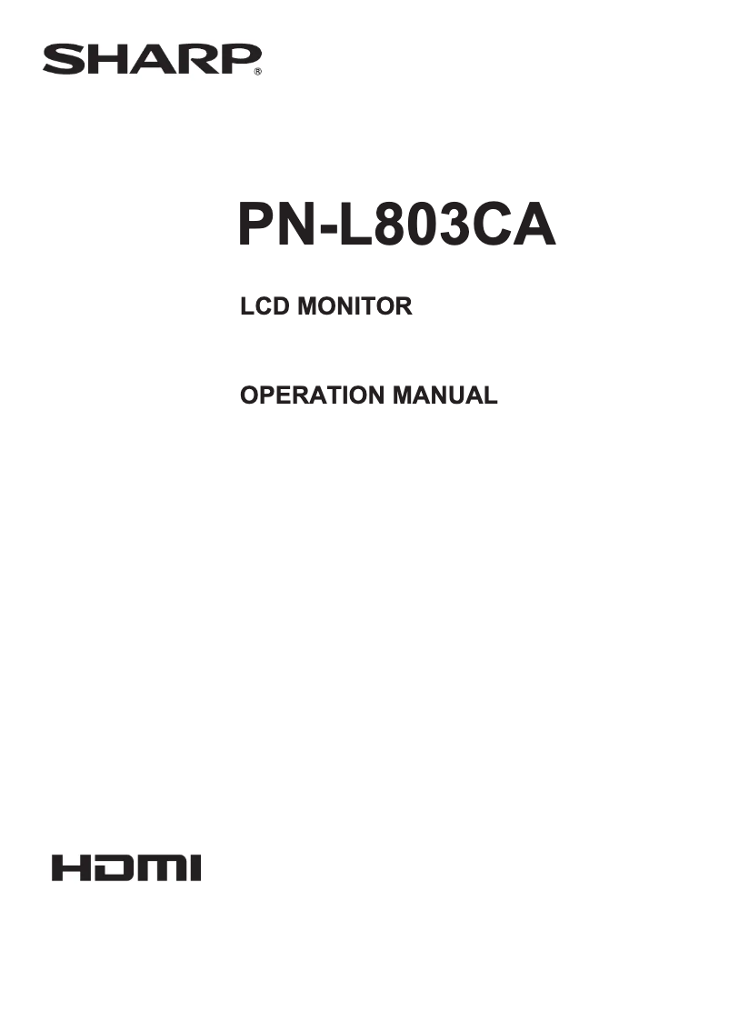 Page 1 de la notice Manuel utilisateur Sharp Aquos PN-L803CA