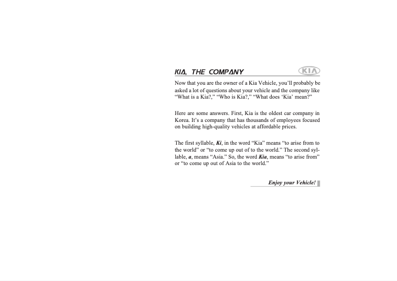 Page 1 de la notice Manuel utilisateur Kia K2500 (2007)