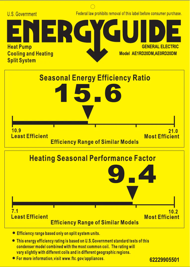 Page n°1 - Label énergétique GE AE1RD20DM