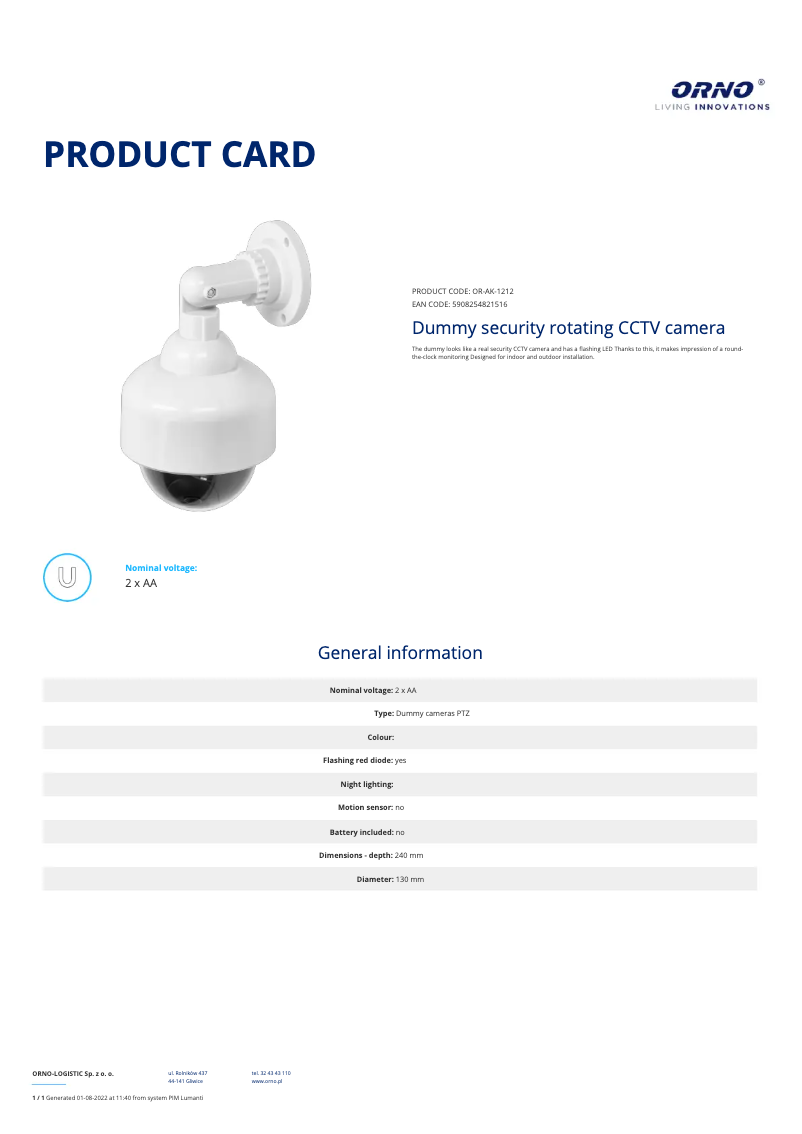 Image de la première page du manuel de l'appareil OR-AK-1212