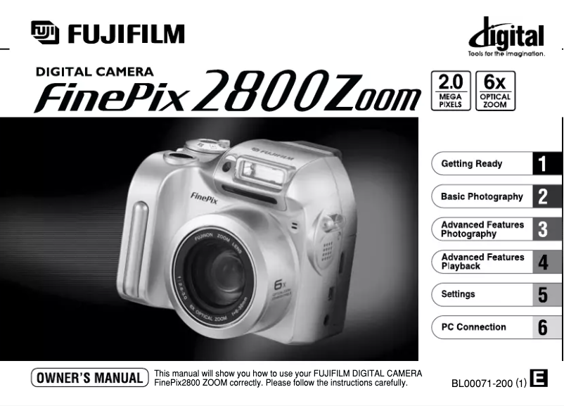Page n°1 - Manuel utilisateur Fujifilm FinePix 2800 Zoom