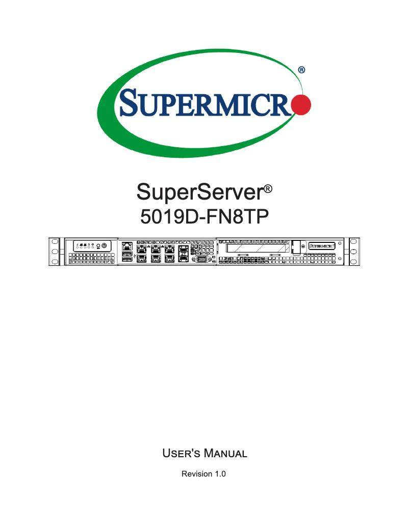 Page 1 de la notice Manuel utilisateur Supermicro SuperServer 5019D-FN8TP