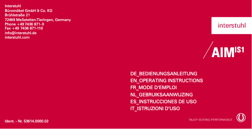 Page 1 de la notice Manuel utilisateur Interstuhl AIMis1 1S026