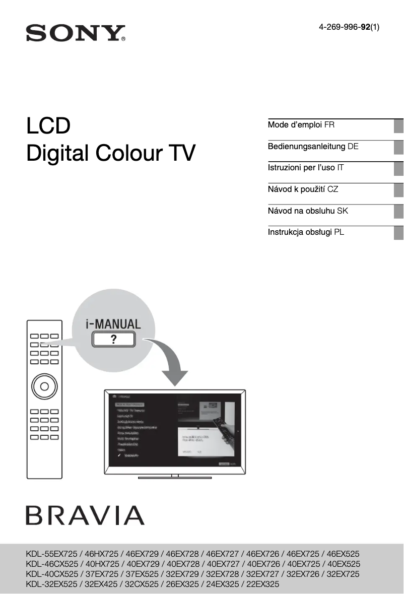Image de la première page du manuel de l'appareil Bravia KDL-32EX425