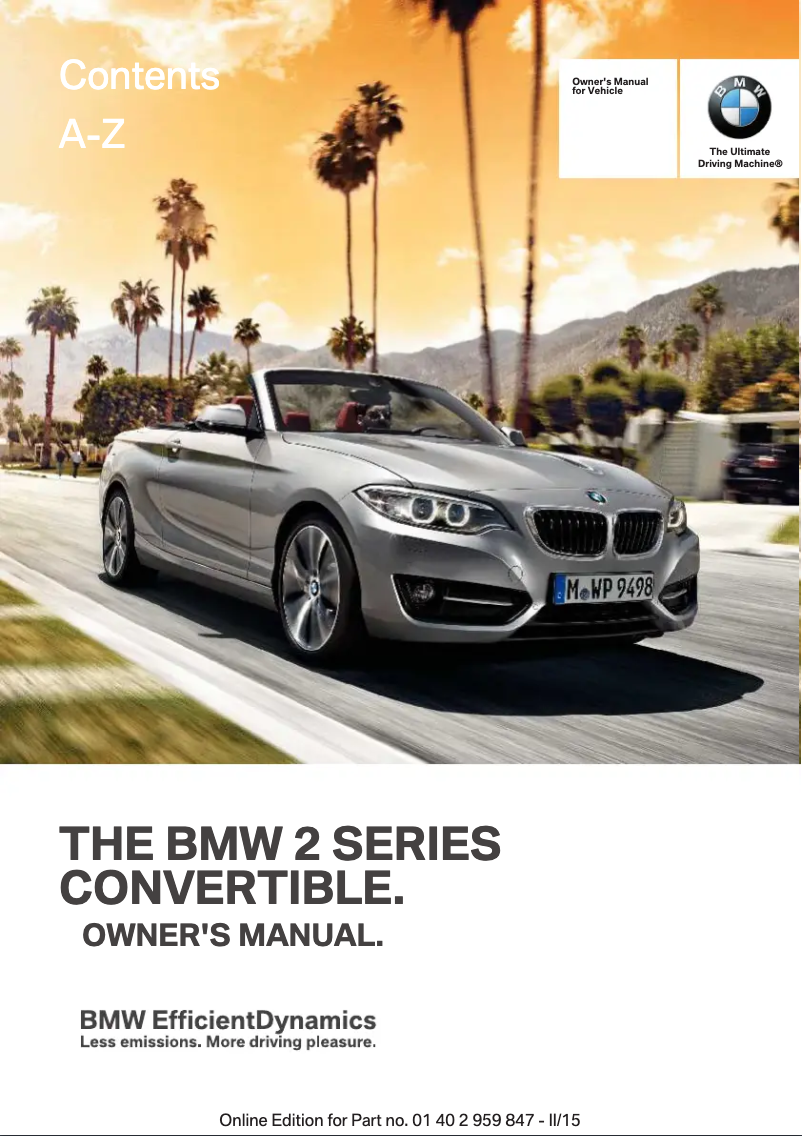 Image de la première page du manuel de l'appareil M235i Convertible (2016)