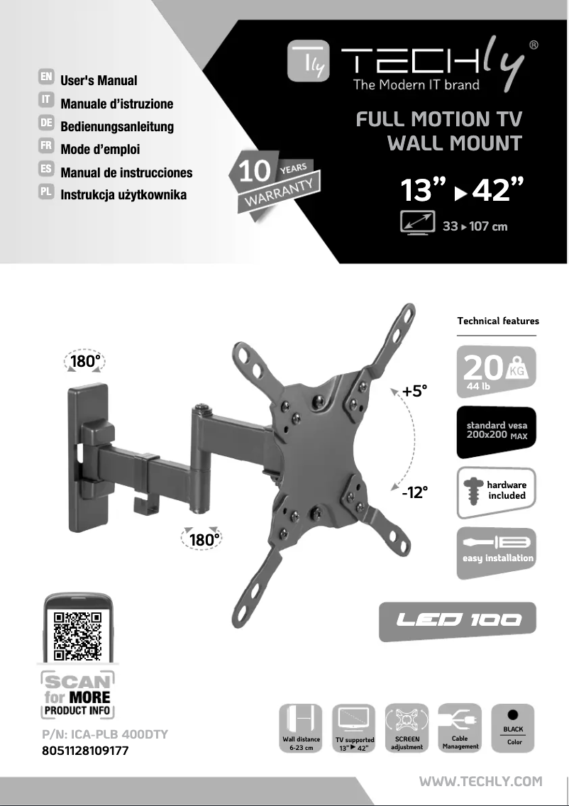 Page 1 de la notice Manuel utilisateur Techly ICA-PLB 400DTY