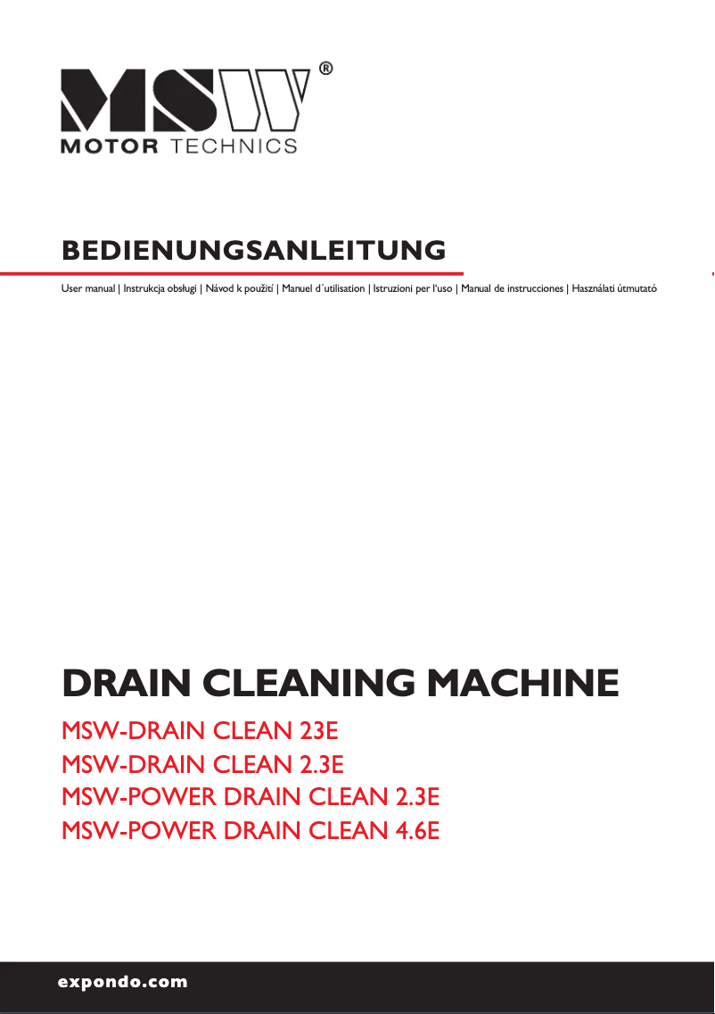 Page 1 de la notice Manuel utilisateur MSW MSW-POWER DRAIN CLEAN 2.3E