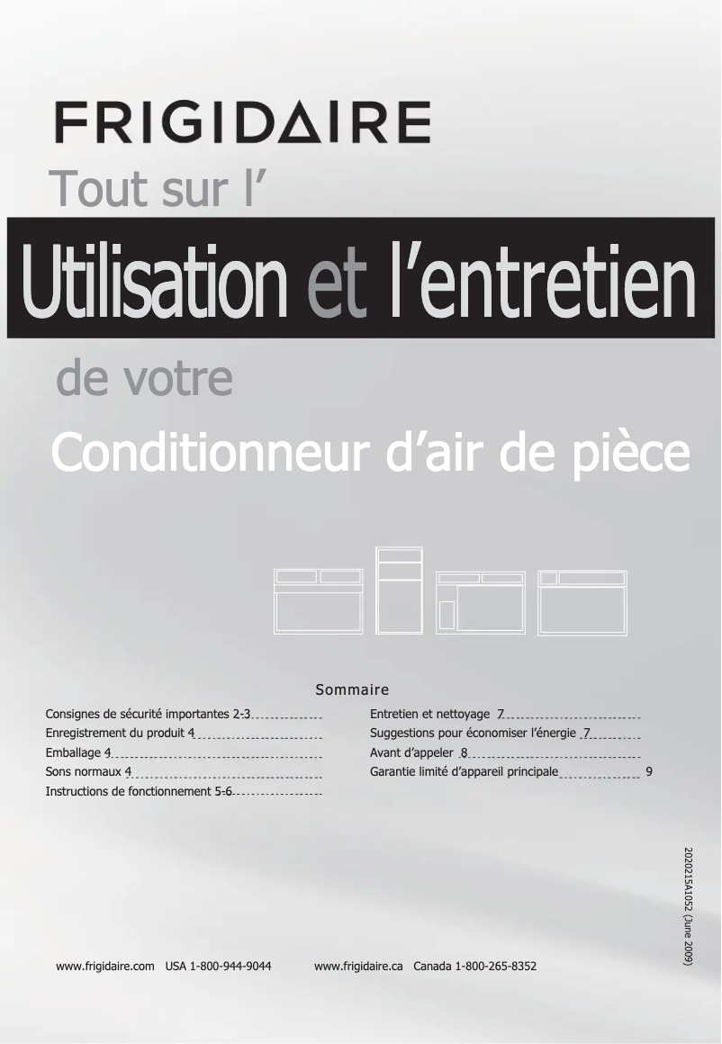 Page 1 de la notice Manuel utilisateur Frigidaire FFRA0811Q1
