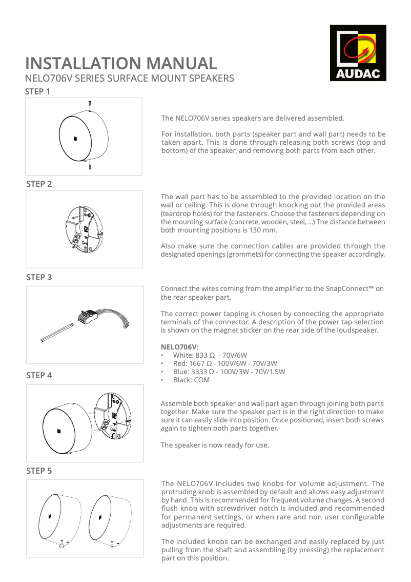 Page n°1 - Manuel utilisateur Audac NELO706V