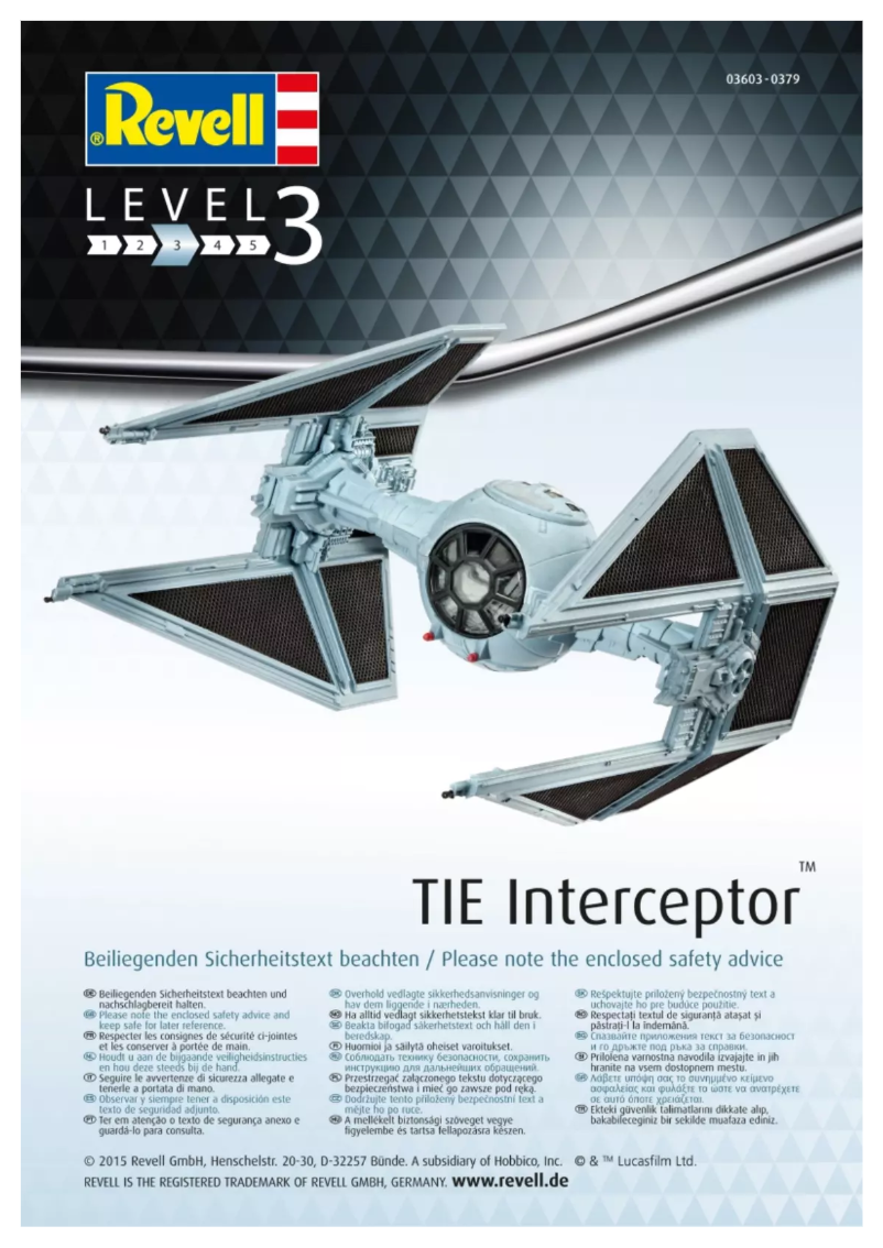 Page n°1 - Manuel utilisateur Revell TIE Interceptor