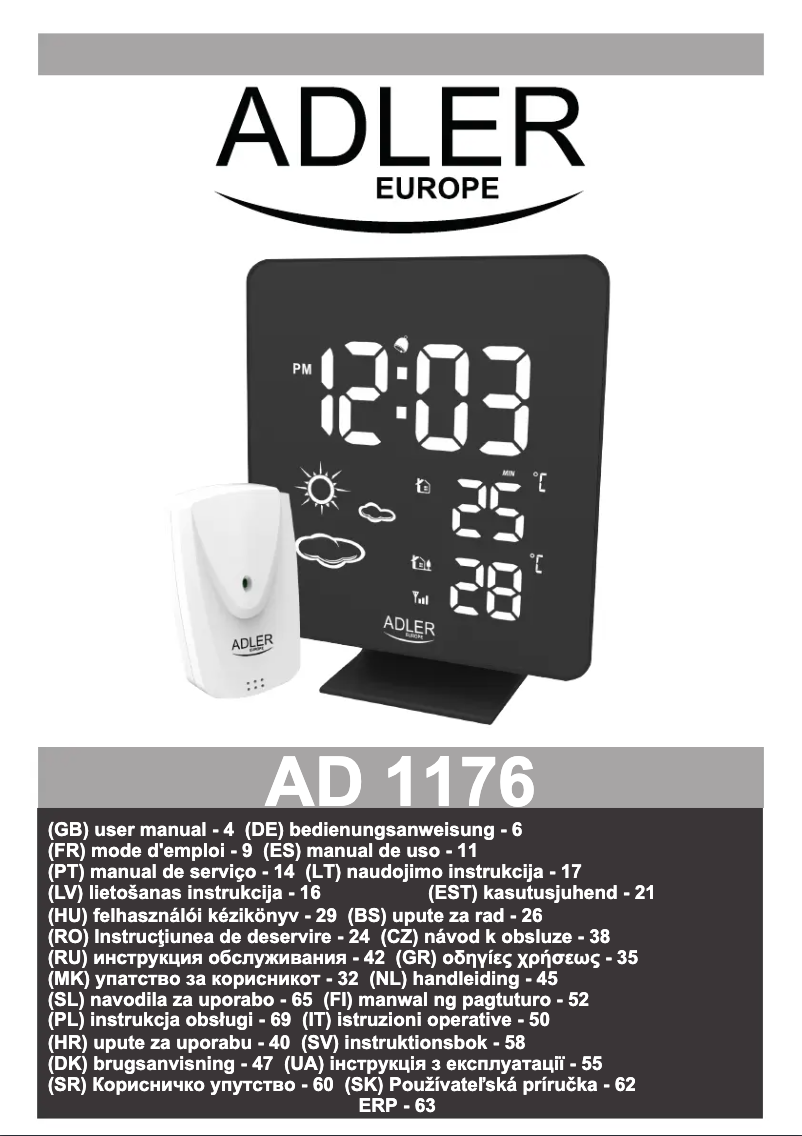 Page n°1 - Manuel utilisateur Adler AD 1176