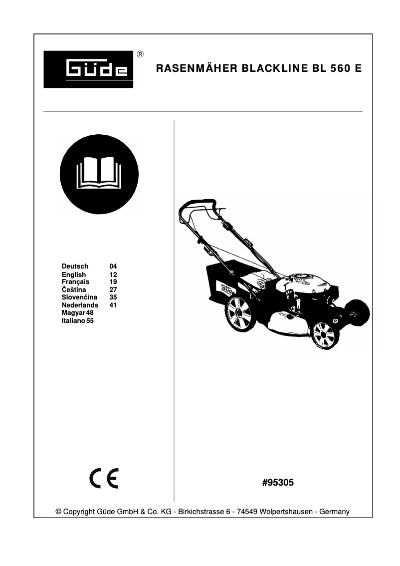 Page 1 de la notice Manuel utilisateur Güde BL 560 E Blackline
