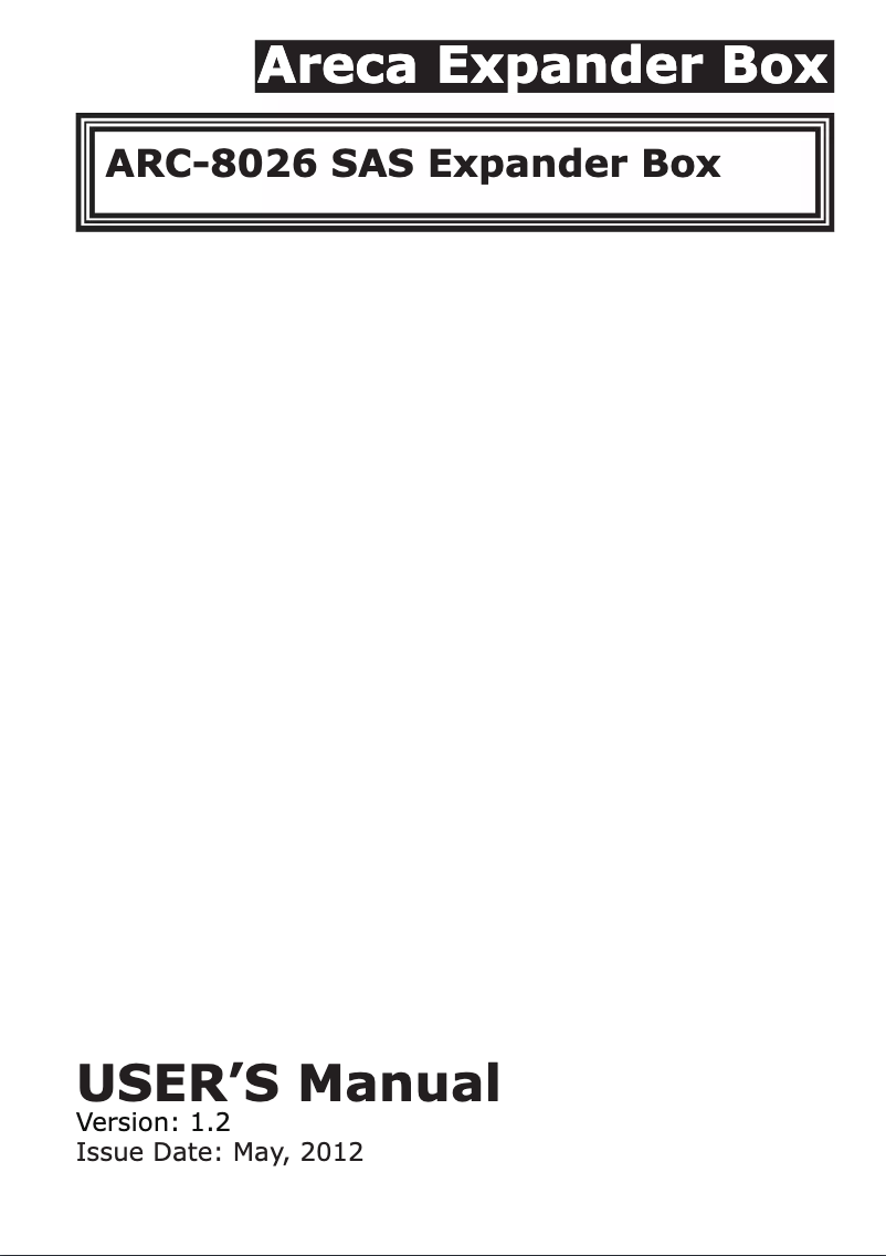 Page n°1 - Manuel utilisateur Areca ARC-8026-16