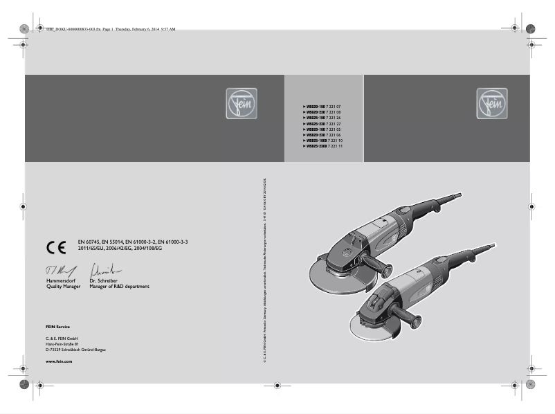 Página 1 del manual Manual de usuario Fein WSB 25-230 X
