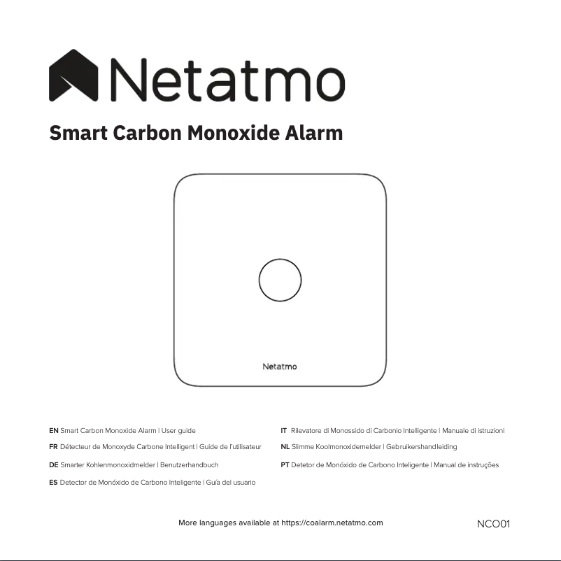Page 1 de la notice Manuel utilisateur Netatmo Smart Carbon Monoxide Alarm
