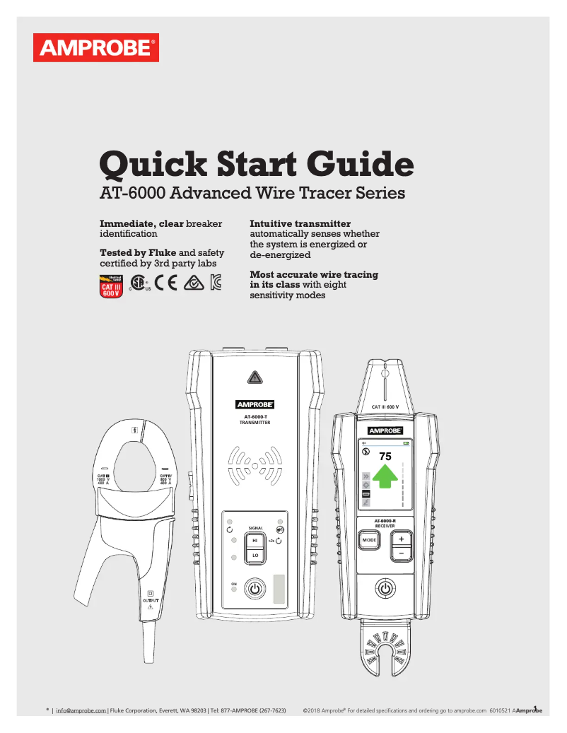 Page 1 de la notice Guide de démarrage rapide Amprobe AT-6020