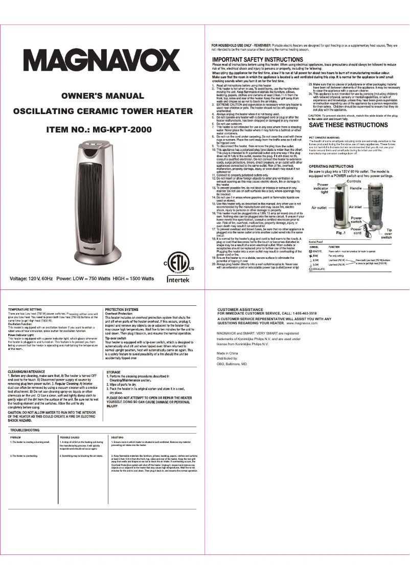 Image de la première page du manuel de l'appareil MG-KPT-2000