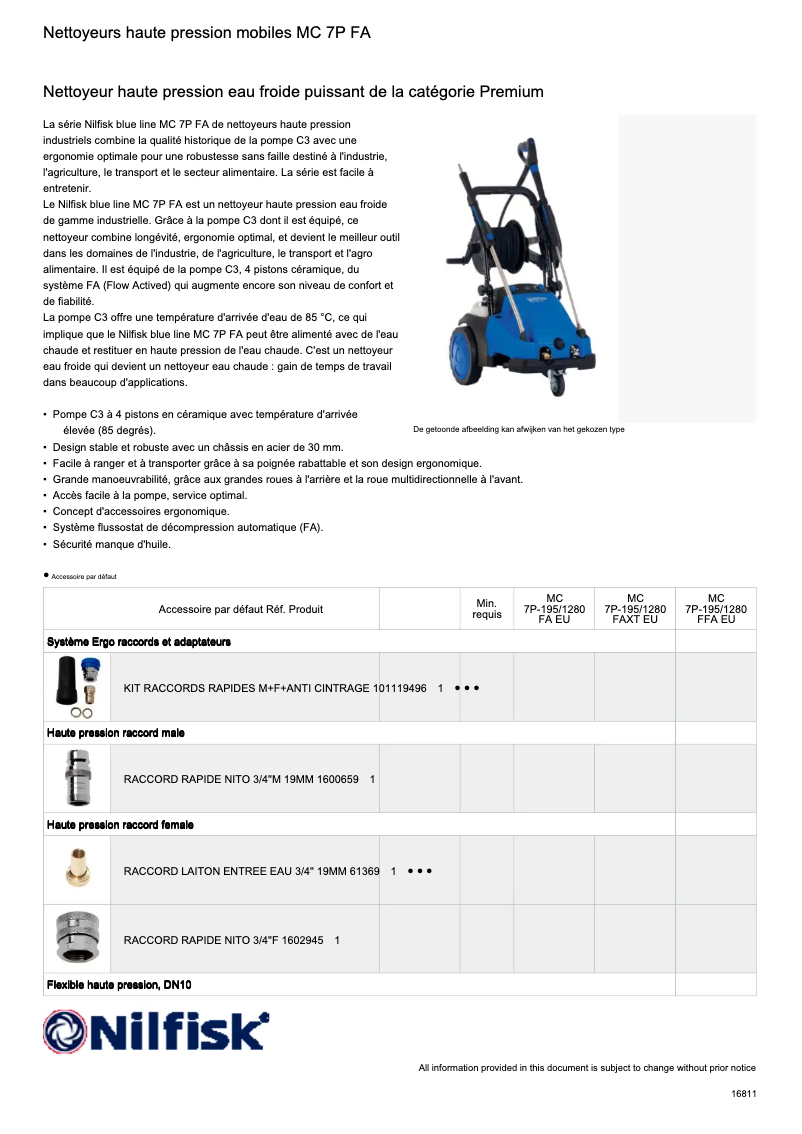 Page n°1 - Fiche technique Nilfisk MC 7