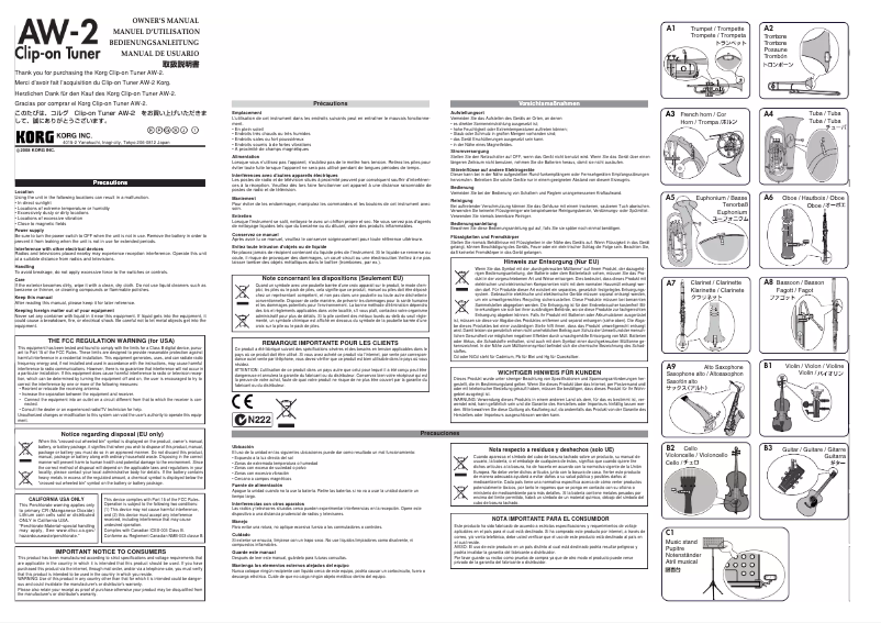 Image de la première page du manuel de l'appareil AW-2