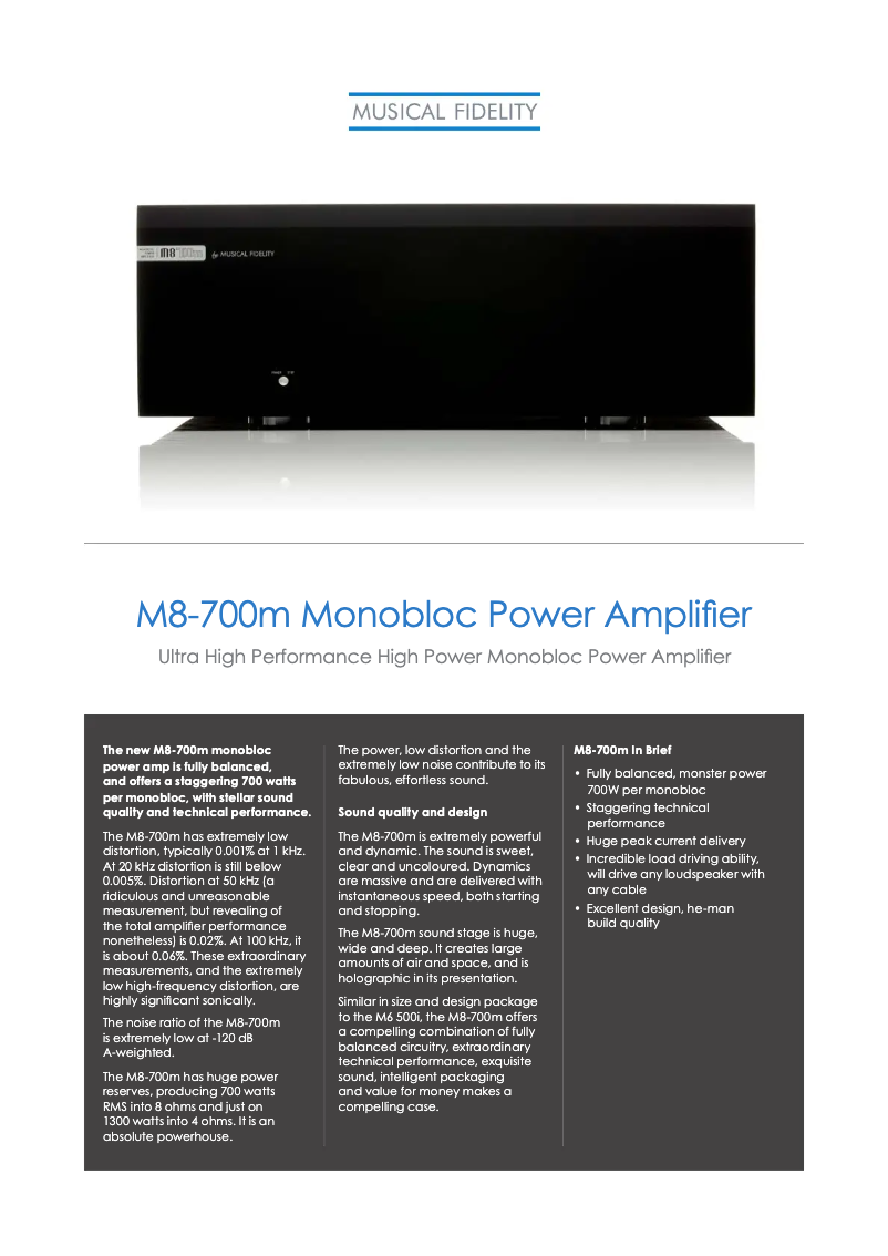 Image de la première page du manuel de l'appareil M8s-700m