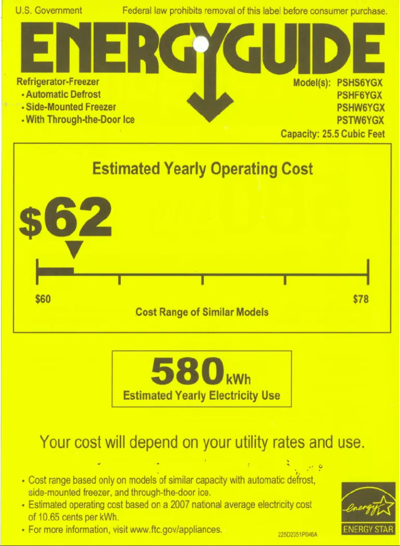 Imagen de la primera página del manual del dispositivo Profile PSHF6YGXWW