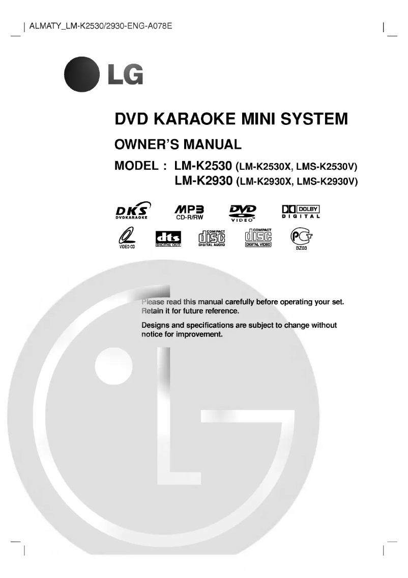 Page 1 de la notice Manuel utilisateur LG LM-K2530X