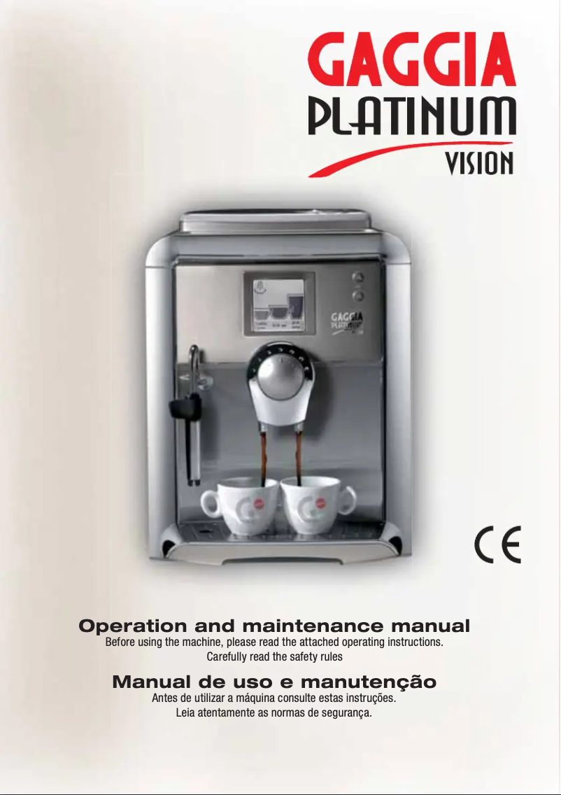 Page n°1 - Manuel utilisateur Gaggia Platinum Vision RI8177