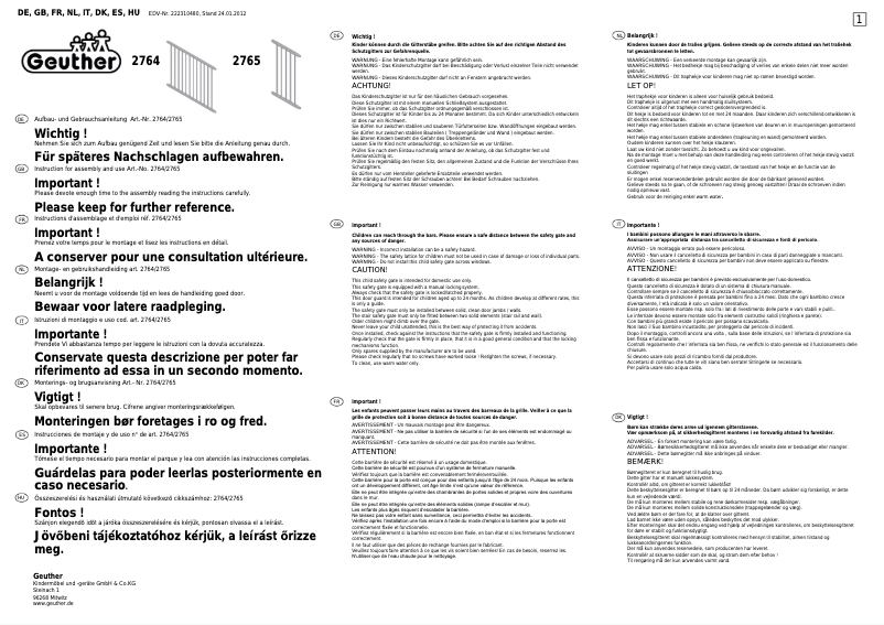 Page n°1 - Manuel utilisateur Geuther 2765