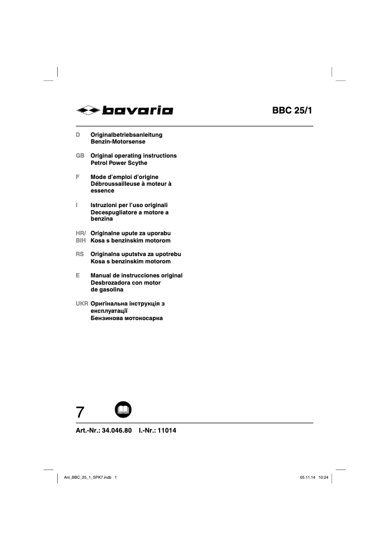 Image de la première page du manuel de l'appareil BBC 25/1