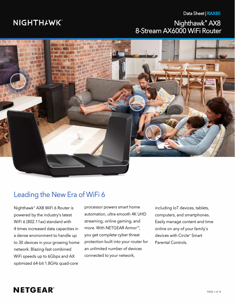 Page 1 de la notice Fiche technique Netgear Nighthawk RAX80