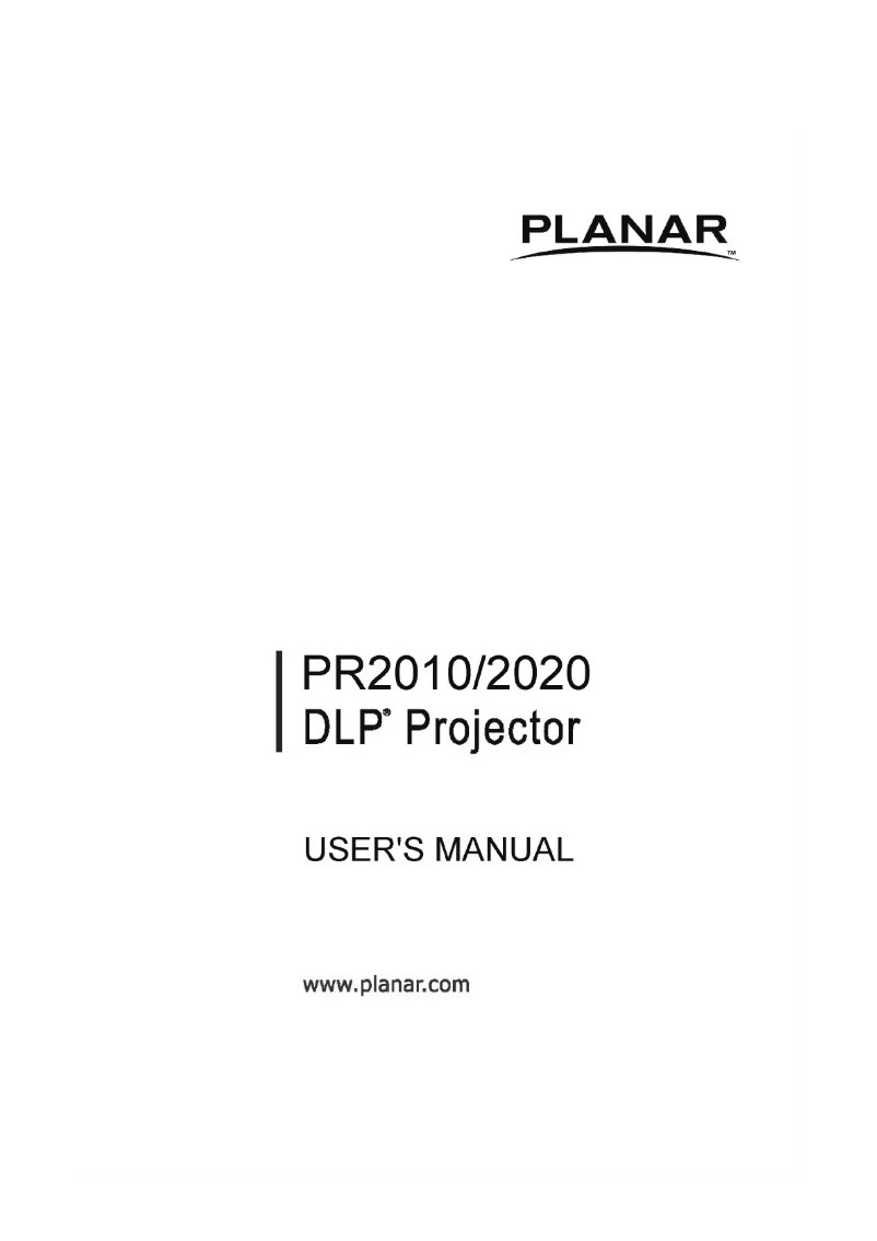Page n°1 - Manuel utilisateur Planar PR2020