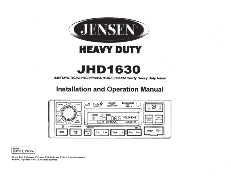 Page n°1 - Manuel utilisateur Jensen Heavy Duty JHD1630