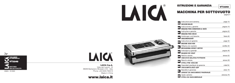 Image de la première page du manuel de l'appareil VT3240