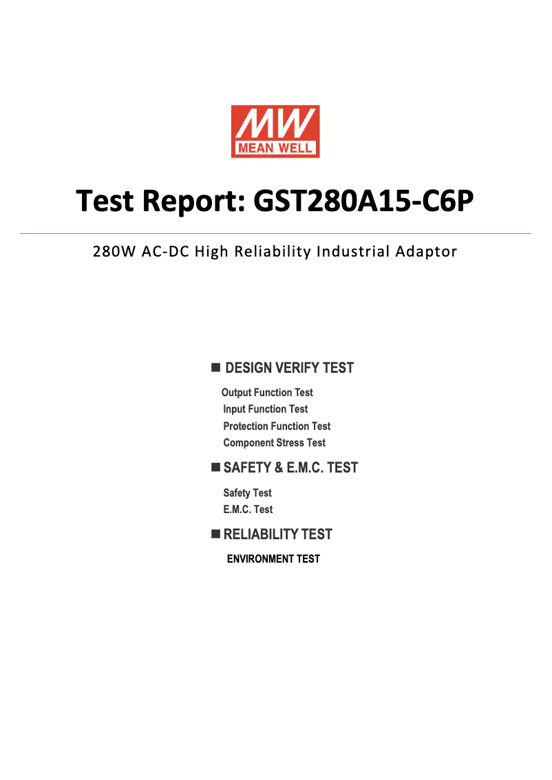 Page 1 de la notice Fiche technique Mean Well GST280A15-C6P